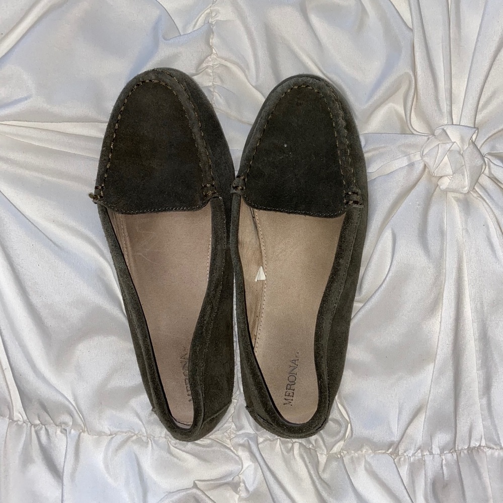Olive Suede Loafers